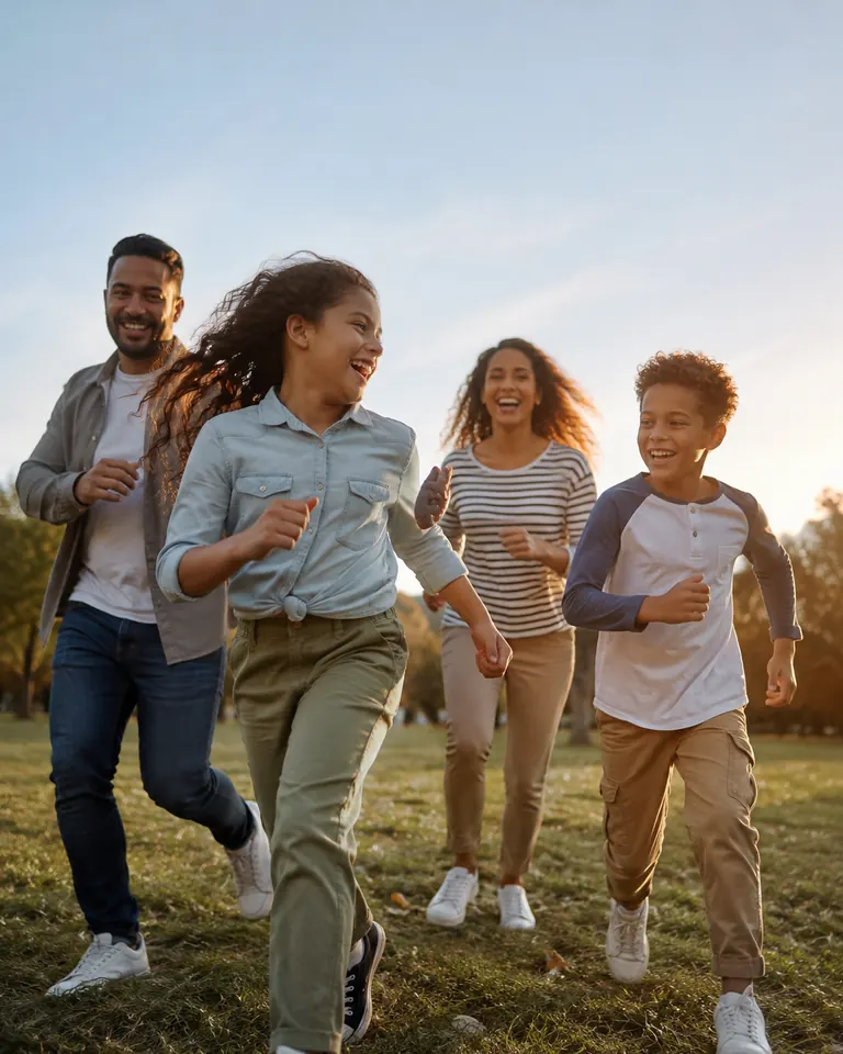 Familie sammen i hverdagen